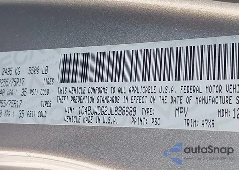 2018 Jeep Wrangler Jk Unlimited Sport S 4X4 z USA, uszkodzony, nr VIN 1C4BJWDG2JL838689